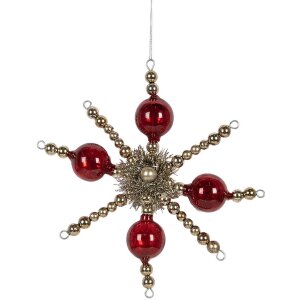 Clayre & Eef 65992 Weihnachtsanhänger Rot Silber Glas 18x3x18 cm Landhausstil