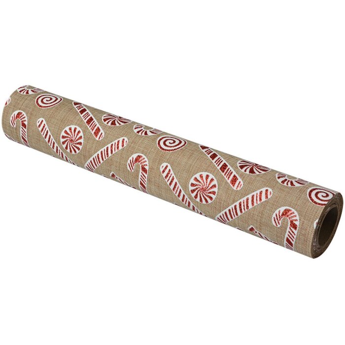 Clayre & Eef 66038 Настольная беговая дорожка бежево-красная 28х275 см Праздничный стиль кантри