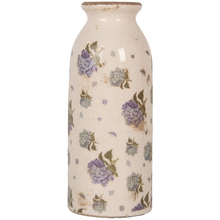 Clayre & Eef 6CE2023 Vase Antike Keramikvase Floral Beige Rosa Ø 8x20 cm