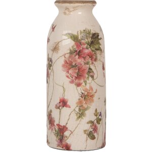 Clayre & Eef 6CE2027 Vase Beige Rosa Blumenmuster...