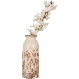 Clayre & Eef 6CE2029 Keramikvase Beige Rosa Grün Ø8xH20cm Vintage Design