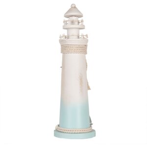 Clayre & Eef Декоративный маяк бело-голубой Ø 13x42 см МДФ дерево морское украшение