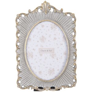 Clayre & Eef Fotorahmen 2F1222 Grau Gold 18x2x26 cm...