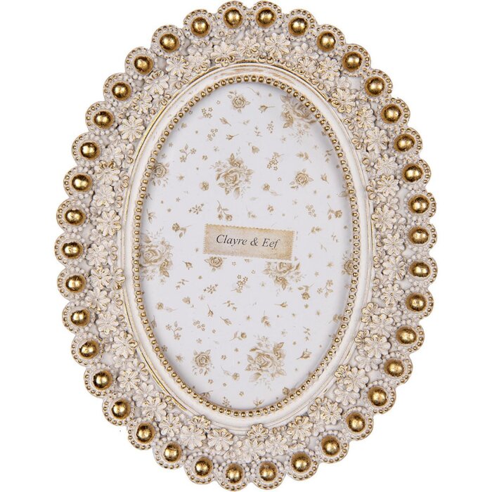 Clayre & Eef Fotorahmen 16x3x20 cm Weiß Gold Romantischer Bilderrahmen