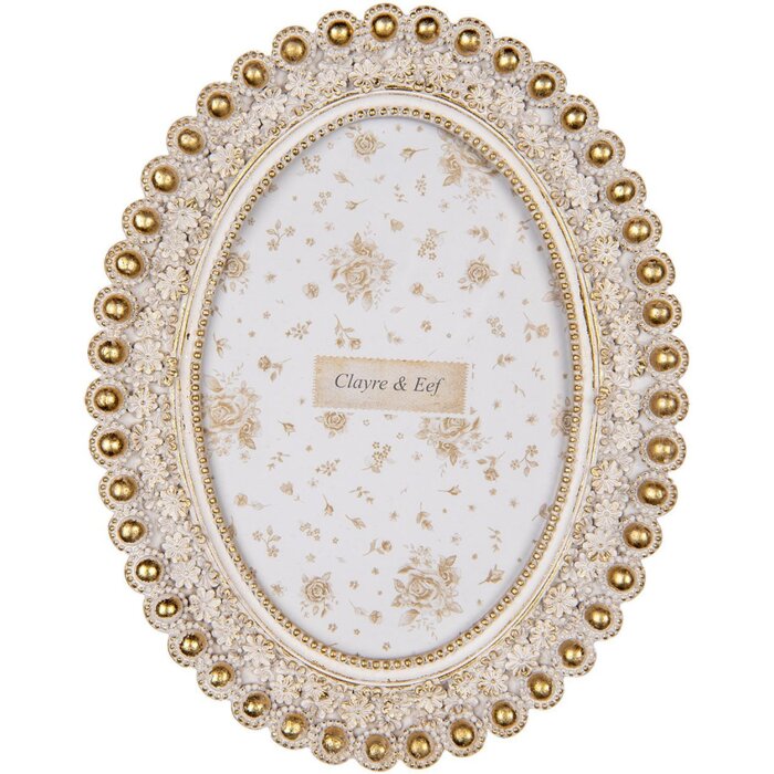 Clayre & Eef Овальная фоторамка 18x24 см белое золото