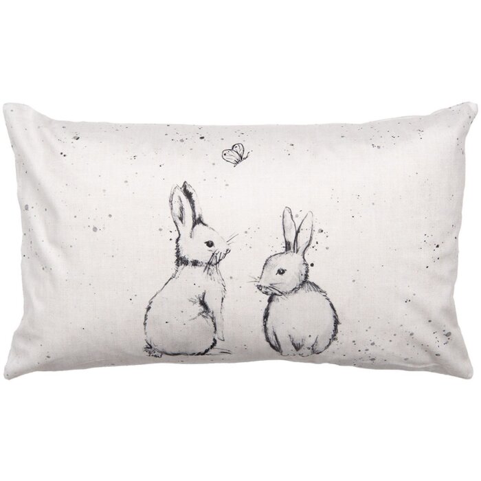 Clayre & Eef Kissenhülle BNS36-1 30x50 cm Landhausstil Beige Grau Hase