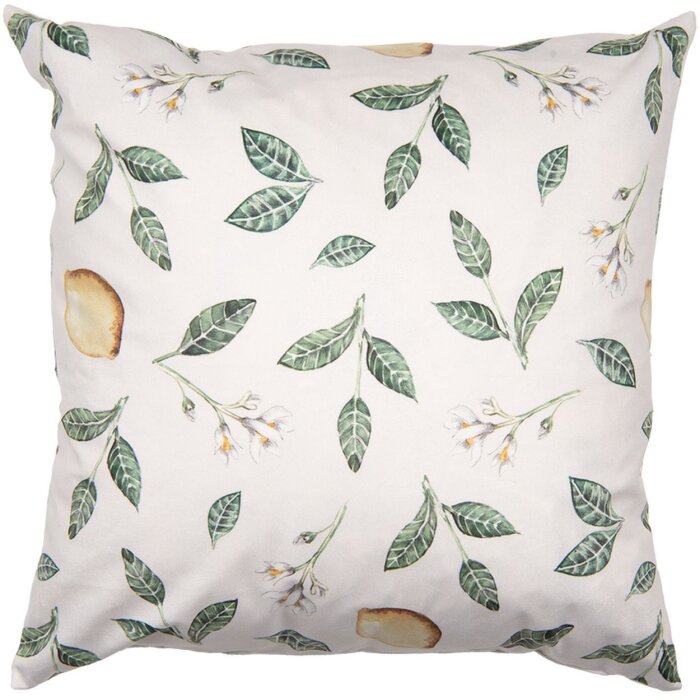 Clayre & Eef LEL22 Kissenhülle 45x45 cm Beige Blumenmuster Landhausstil