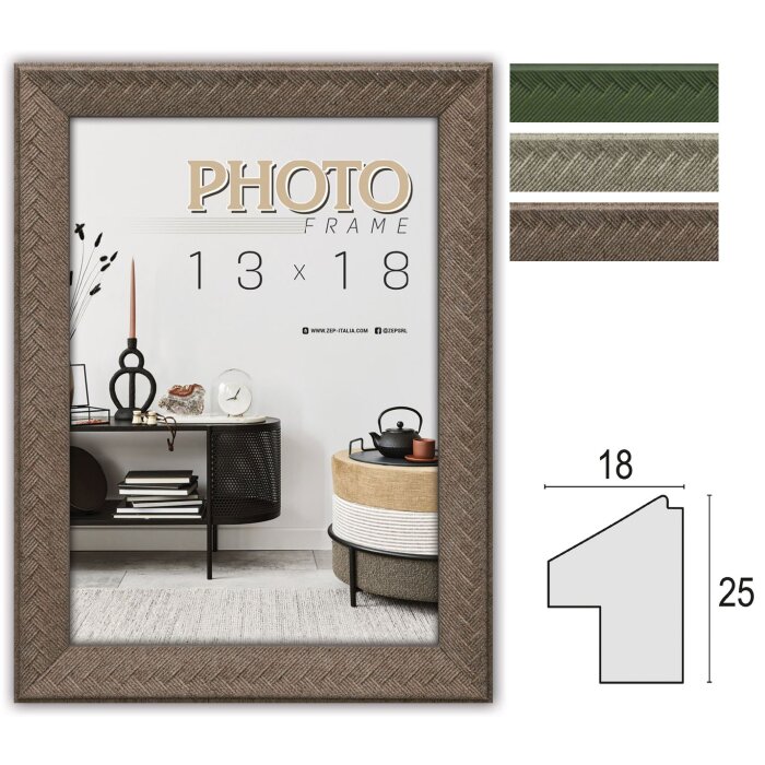 ZEP фоторамка Levanto полистирол сотовая структура прозрачное стекло зеленый коричневый серый