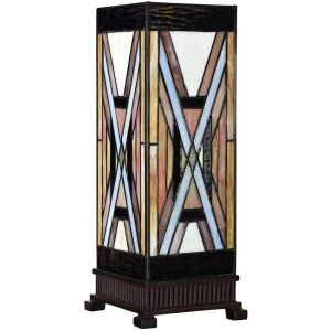 LumiLamp 5LL-6359 Tiffany Tischlampe Braun Beige 17x17x44...
