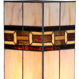 LumiLamp 5LL-6360 Tiffany Tischlampe Beige Braun 44cm E27 Glas Polyresin