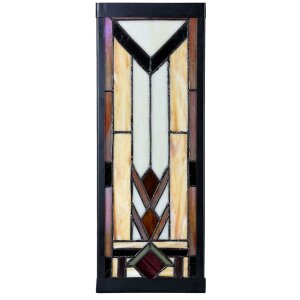 LumiLamp Tiffany Wandlampe Beige Braun 14x16x40 cm E27 Glas Metall