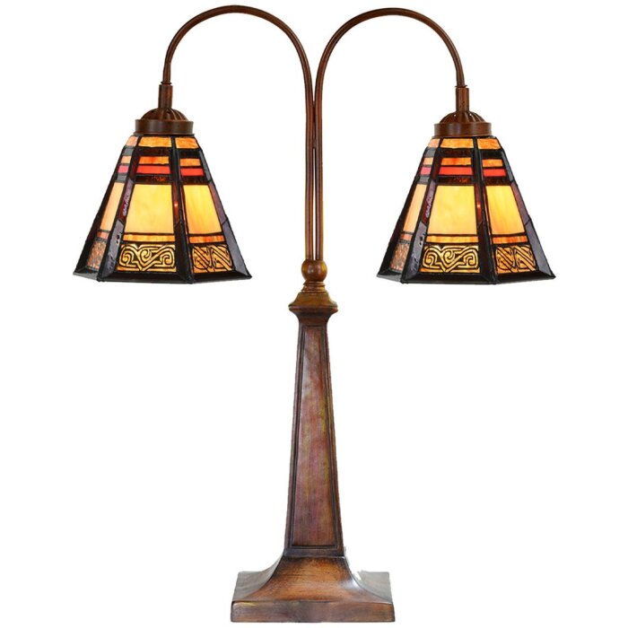 LumiLamp 5LL-6366 Tiffany Tischlampe Braun Glas 48x19x64 cm E27