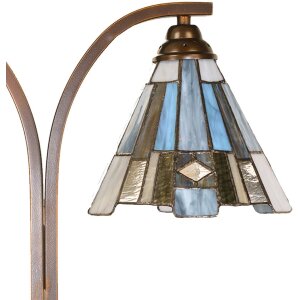 LumiLamp 5LL-6368 Tiffany Tischlampe Braun Blau 48x19x57cm E27 2x60W