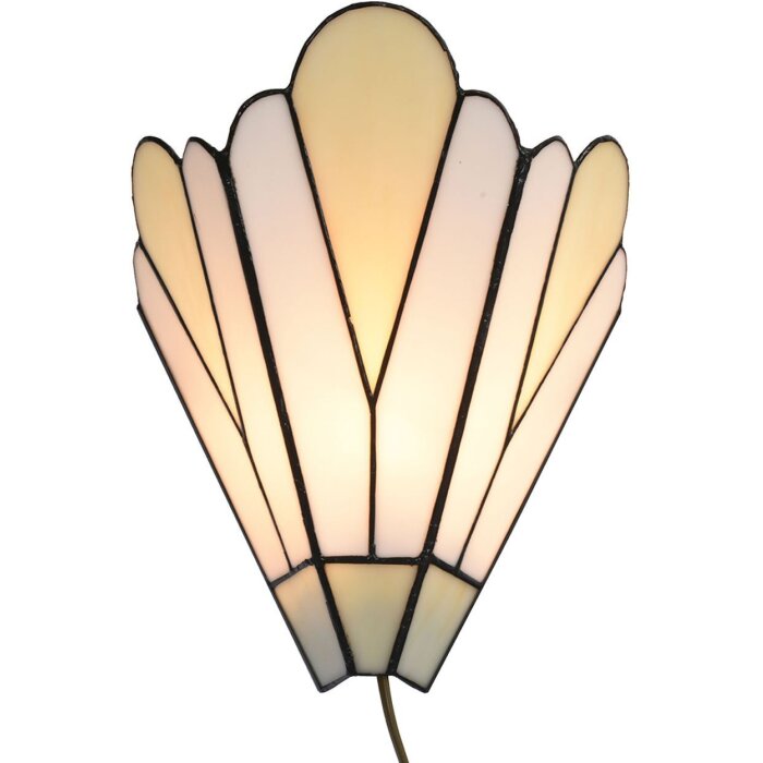 LumiLamp 5LL-6365 Tiffany Wandlampe Weiß Beige 20x10x29cm E14 Glas Metall