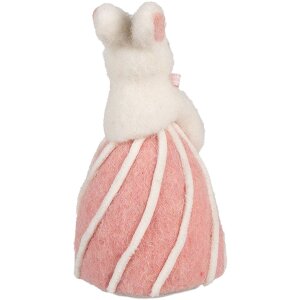 Clayre & Eef Deko-Kaninchen Weiß Rosa Landhausstil Ø 12x21 cm