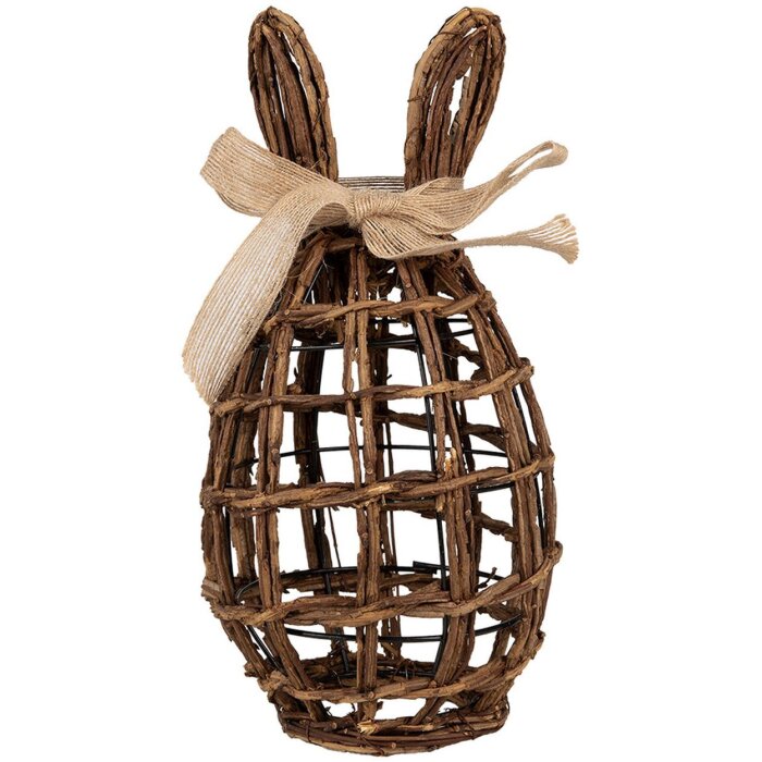 Clayre & Eef Deko-Kaninchen Rattan Naturbraun 16x16x31 cm Landhausstil