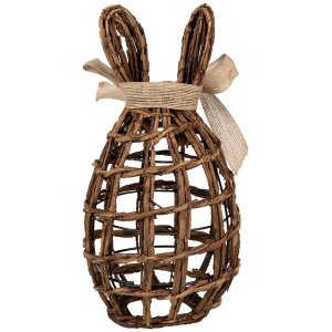 Clayre & Eef Deko-Kaninchen Rattan Naturbraun 16x16x31 cm Landhausstil