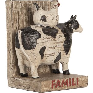 Clayre & Eef Buchstützen Set Kühe Landhausstil Braun Schwarz 2-teilig Polyresin