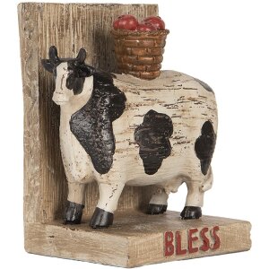 Clayre & Eef Buchstützen Set Kühe Landhausstil Braun Schwarz 2-teilig Polyresin