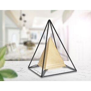 Mauro Ferretti Skulptur Pyramide mit Metallrahmen 15x15x21 cm gold-schwarz