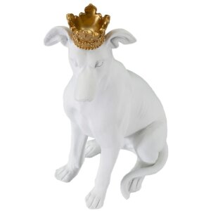 Mauro Ferretti Hundeskulptur Dog White 20x12,5x33 cm weiß gold