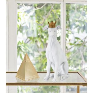 Mauro Ferretti Hundeskulptur Dog White 20x12,5x33 cm weiß gold