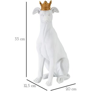 Mauro Ferretti Hundeskulptur Dog White 20x12,5x33 cm weiß gold