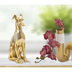 Mauro Ferretti скульптура собаки Сидящая собака 19,8x10x29 см золото серебро