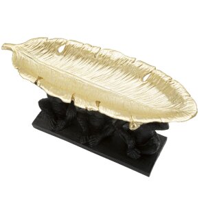 Mauro Ferretti Декоративная фигурка обезьяны трио с чашей из листьев 43x15.7x20 см черное золото