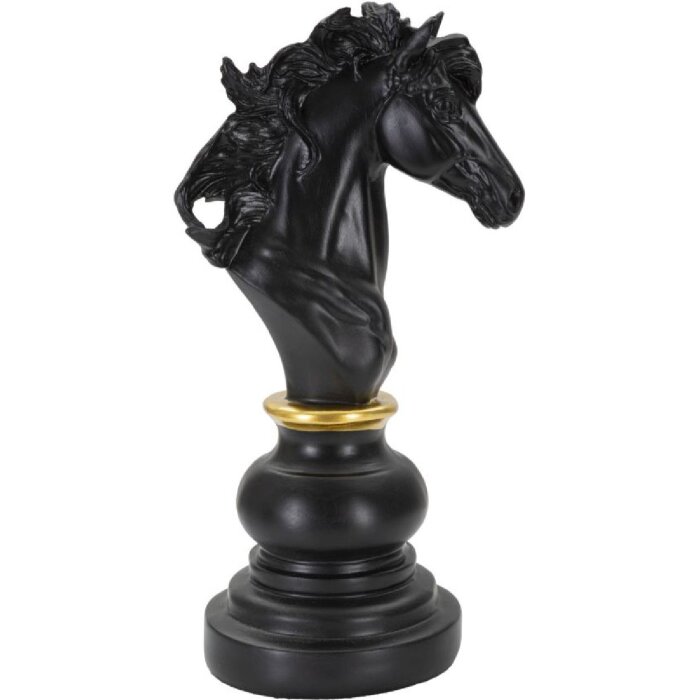 Mauro Ferretti Schachfigur Pferd 14x11x27 cm schwarz gold Dekoration