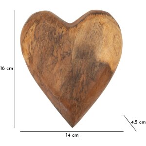 Mauro Ferretti Deko Herz aus Teakholz 16x14x4,5 cm braun