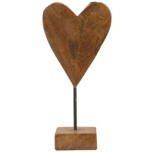 Mauro Ferretti Skulptur Herz Teakholz 15x10x35 cm braun