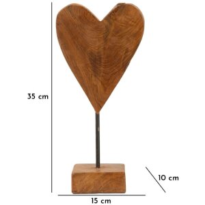 Mauro Ferretti Skulptur Herz Teakholz 15x10x35 cm braun