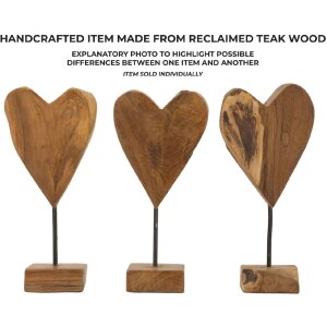 Mauro Ferretti Skulptur Herz Teakholz 15x10x35 cm braun