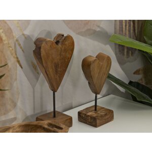 Mauro Ferretti Skulptur Herz Teakholz 15x10x35 cm braun