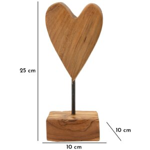 Mauro Ferretti Skulptur Herz Teakholz 10x10x25 cm braun