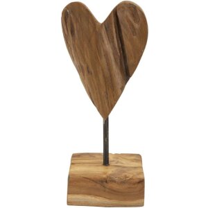 Mauro Ferretti Skulptur Herz Teakholz 10x10x25 cm braun
