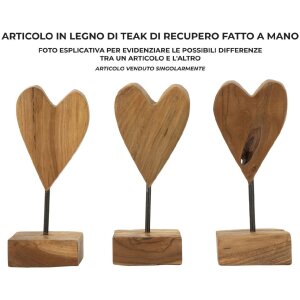 Mauro Ferretti Skulptur Herz Teakholz 10x10x25 cm braun