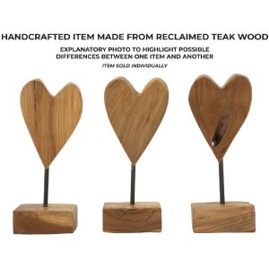 Mauro Ferretti Skulptur Herz Teakholz 10x10x25 cm braun
