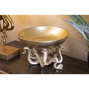 Mauro Ferretti Deko Schale Oktopus Polyresin Ø30x18 cm gold glänzend