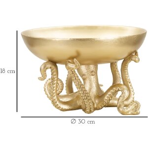 Mauro Ferretti Deko Schale Oktopus Polyresin Ø30x18 cm gold glänzend