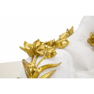 Mauro Ferretti Dekoskulptur Leopard 53x21,5x24 cm weiß gold glänzend