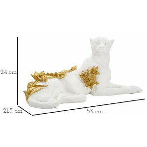 Mauro Ferretti Dekoskulptur Leopard 53x21,5x24 cm weiß gold glänzend
