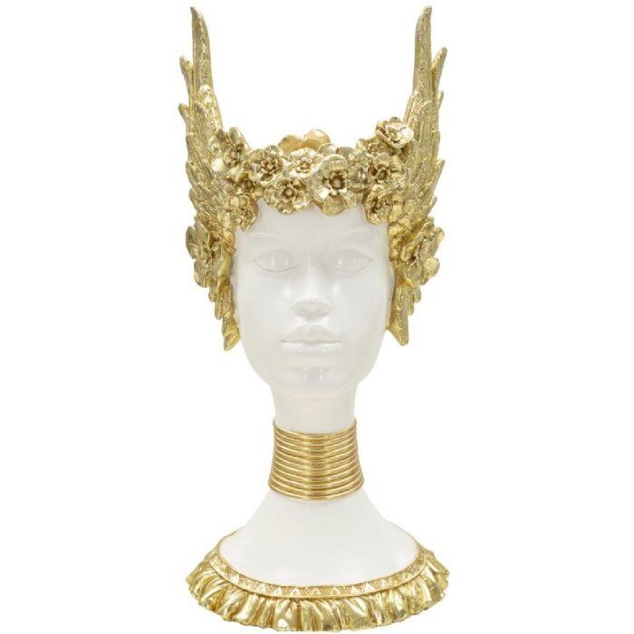 Mauro Ferretti Athena Statue mit Flügelkrone 17,5x17x38 weiß gold