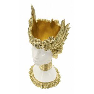 Mauro Ferretti Athena Statue mit Flügelkrone 17,5x17x38 weiß gold