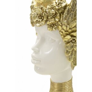 Mauro Ferretti Athena Statue mit Flügelkrone 17,5x17x38 weiß gold