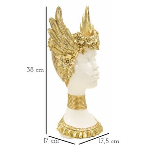 Mauro Ferretti Athena Statue mit Flügelkrone 17,5x17x38 weiß gold