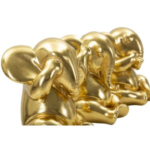 Mauro Ferretti Deko Elefanten Set 3er Nicht sehen hören sprechen 15,5x20,5 gold