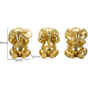 Mauro Ferretti Deko Elefanten Set 3er Nicht sehen hören sprechen 15,5x20,5 gold