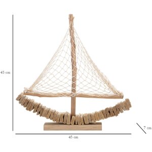 Mauro Ferretti Deko Segelboot 45x7x45 natur